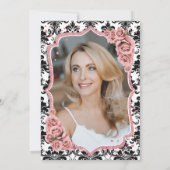 Rose Gold Damask Foto 50. Geburtstag Einladung (Rückseite)