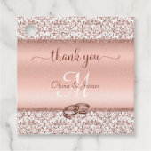 Rose Gold Damask Monogram Wedding Vielen Dank Geschenkanhänger (Vorderseite)