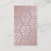 Rose Gold Damask Muster | Leder, gepolstert Visitenkarte (Rückseite)
