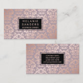 Rose Gold Damask Muster | Luxus Visitenkarte (Vorne/Hinten)