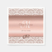 Rose Gold Damask Wedding Monogram Serviette (Vorderseite)