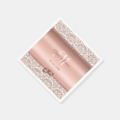 Rose Gold Damask Wedding Monogram Serviette (Ecke)