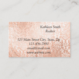 Rose Gold Damast Elegantes Skript Visitenkarte