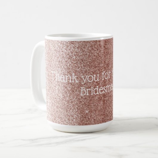 Rose Gold Danke Bridesmaid Kaffeetasse (Vorderseite Links)
