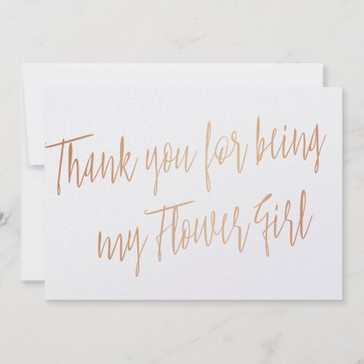 Rose Gold "Danke, dass du mein Blumenmädchen bist" Dankeskarte (Vorderseite)