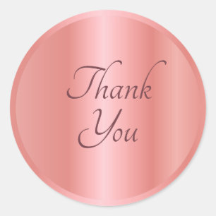 Rose Gold Danke Text Elegant Vorlage Trendy Runder Aufkleber