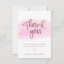 Rose Gold Dankeschön-Karte für Brautparty
