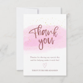 Rose Gold Dankeschön-Karte für Brautparty Dankeskarte