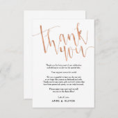 Rose Gold Dankeschön-Kartenhochzeit Einladung (Vorne/Hinten)