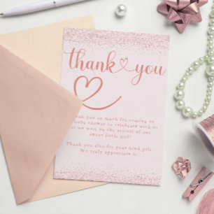 Rose Gold Dankeschön Konfetti Herz Schrift Dankeskarte