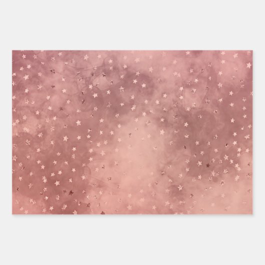 Rose Gold Dark Starry Cloud Geschenkpapier Set (Vorderseite 2)