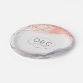 Rose Gold Dawn Wasserfarbe Geometrische Hochzeit Pappteller (Schrägansicht)