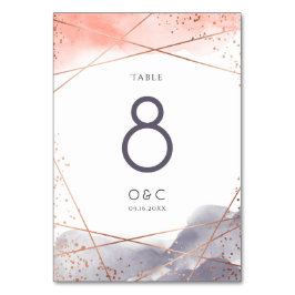 Rose Gold Dawn Wasserfarbe Geometrische Hochzeit Tischnummer