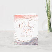 Rose Gold Dawn Wasserfarbe Geometrische Kalligrafi Dankeskarte (Vorderseite)