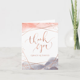 Rose Gold Dawn Wasserfarbe Geometrische Kalligrafi Dankeskarte