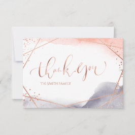 Rose Gold Dawn Wasserfarbe Geometrische Kalligrafi Dankeskarte