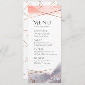 Rose Gold Dawn Wasserfarbe Geometrisches Hochzeits Menükarte (Vorne/Hinten)