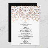 Rose Gold Delicate Lace Wedding Menü Menükarte (Vorne/Hinten)