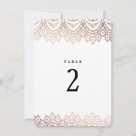 Rose Gold Delicate Lace Wedding Tischnummer