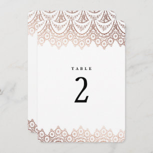 Rose Gold Delicate Lace Wedding Tischnummer