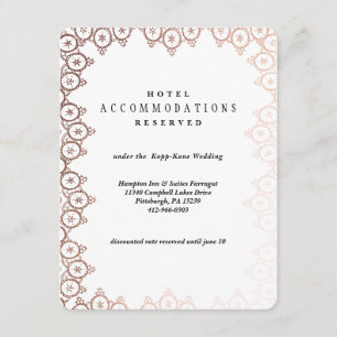 Rose Gold Delicate Wedding Hotel Card Begleitkarte