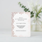 Rose Gold Delicate Wedding Hotel Card Begleitkarte (Stehend Vorderseite)