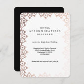 Rose Gold Delicate Wedding Hotel Card Begleitkarte (Vorne/Hinten)