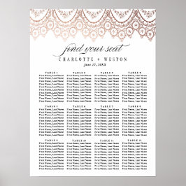 Rose Gold Delikate Wedding Seating Chart Poster