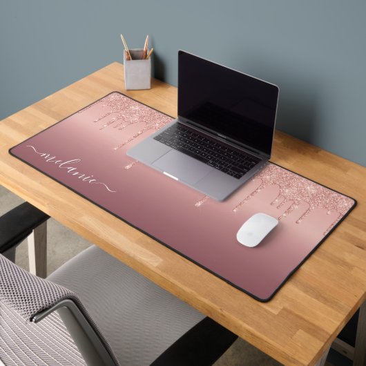 Rose Gold Desk Mat Sie mit dem Namen Text Schreibtischunterlage (Büro 2)