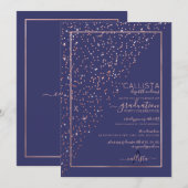 Rose Gold Diagonal Confetti Abschluss Einladung (Vorne/Hinten)