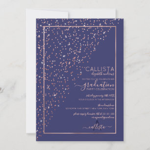 Rose Gold Diagonal Confetti Abschluss Einladung