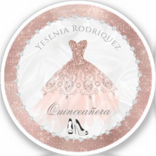Rose Gold Diamant Glamour Quinceanera  Aufkleber