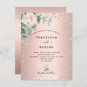 Rose Gold Diamanten Florale Hochzeitseinladung Postkarte (Vorne/Hinten)