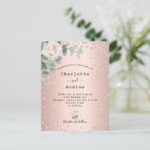 Rose Gold Diamanten Florale Hochzeitseinladung Postkarte (Stehend Vorderseite)