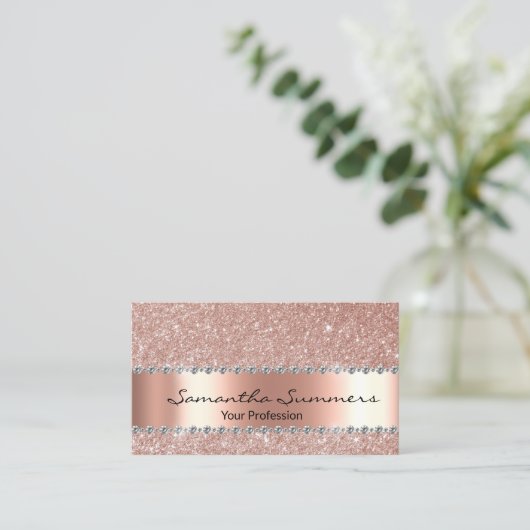 Rose Gold Diamantmetall Elegant FauxGlitter Visitenkarte (Stehend Vorderseite)