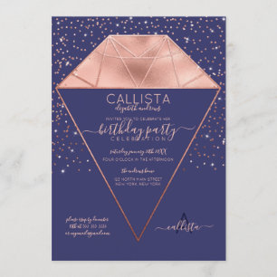 Rose Gold Diamond Confetti Glitzer Geburtstag Einladung