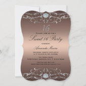 Rose Gold Diamond Damask Sweet 16 Einladung (Vorderseite)