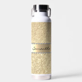 Rose Gold Diamond Glitzer Bling Metallic Monogramm Trinkflasche (Vorne)