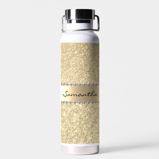 Rose Gold Diamond Glitzer Bling Metallic Monogramm Trinkflasche (Rückseite)