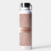 Rose Gold Diamond Glitzer Bling Metallic Monogramm Trinkflasche (Rückseite)