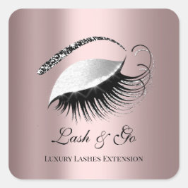 Rose Gold Diamond Makeup Artist Lash Silver Quadratischer Aufkleber
