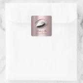 Rose Gold Diamond Makeup Artist Lash Silver Quadratischer Aufkleber (Tasche)
