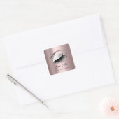 Rose Gold Diamond Makeup Artist Lash Silver Quadratischer Aufkleber (Umschlag)