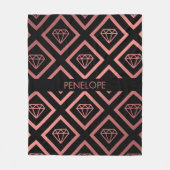 Rose Gold Diamond Muster Fleecedecke (Vorderseite)
