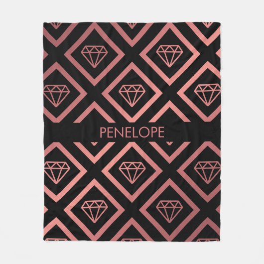 Rose Gold Diamond Muster Fleecedecke (Vorderseite)