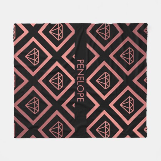 Rose Gold Diamond Muster Fleecedecke (Vorderseite (Horizontal))