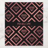 Rose Gold Diamond Muster Weinetikett (Einzelnes Label)