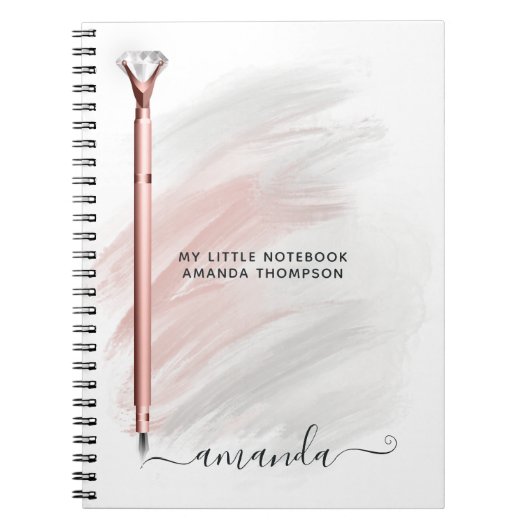 Rose Gold Diamond Pen Personalisiert Notizblock (Vorderseite)