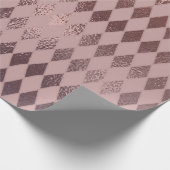 Rose Gold Diamond Prüfmuster auf Rosa Rosa Geschenkpapier (Ecke)