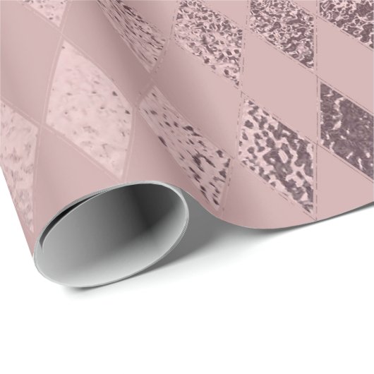 Rose Gold Diamond Prüfmuster auf Rosa Rosa Geschenkpapier (Rolleneckpunkt)